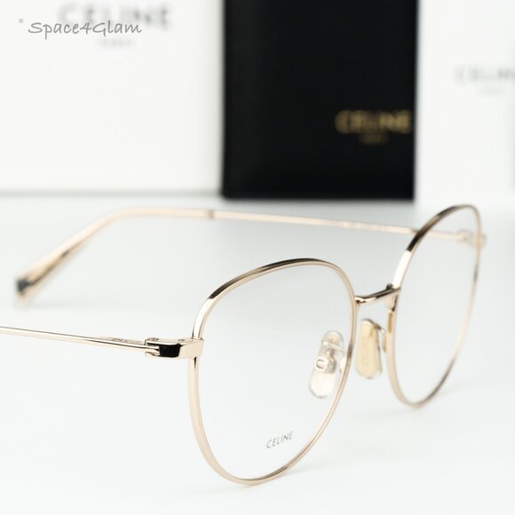 Celine Women Eyeglasses Metal Shiny Rose Gold Demo Round CL50095U 028 BRAND NEW - Picture 1 of 8